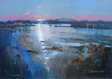 風景 Painting - 夕暮れのハムワージー プール抽象的な海景